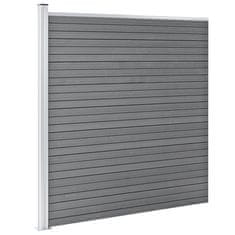 Vidaxl WPC ograjni paneli 3 kvadratni + 1 poševni 619x186 cm sivi