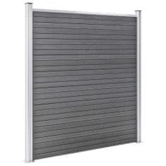 Vidaxl WPC ograjni paneli 3 kvadratni + 1 poševni 619x186 cm sivi