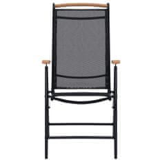 Vidaxl Zložljivi vrtni stoli 2 kosa aluminij in textilene črne barve