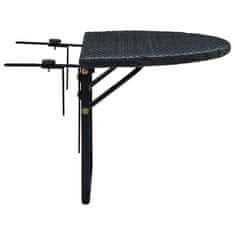 Vidaxl Balkonska mizica 60x60x32 cm črn poli ratan