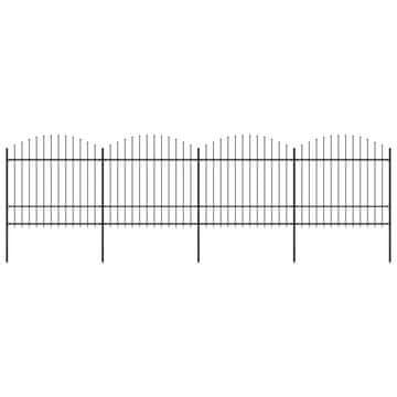 Vidaxl Vrtna ograja s suličastim vrhom jeklo 671 x 175 cm črna