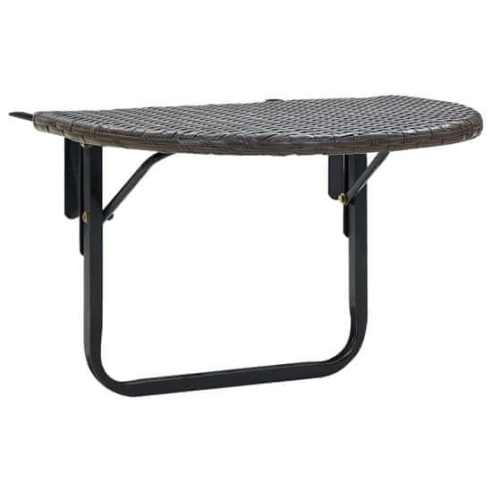 Vidaxl Balkonska mizica rjava 60x60x50 cm poli ratan