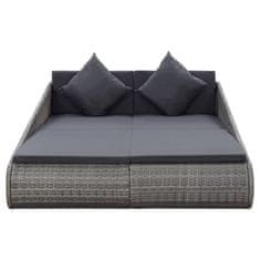 Vidaxl Vrtna postelja siva 110x200 cm poli ratan