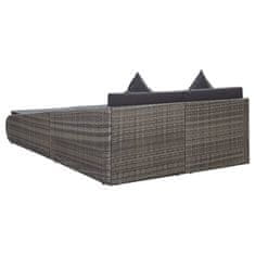 Vidaxl Vrtna postelja siva 110x200 cm poli ratan