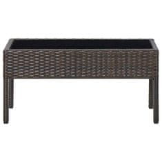 Vidaxl Vrtna miza rjava 75x40x37 cm poli ratan