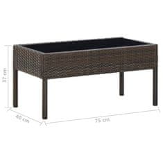 Vidaxl Vrtna miza rjava 75x40x37 cm poli ratan