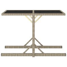 Vidaxl Vrtna miza bež 110x53x72 cm steklo in poli ratan