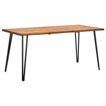 Vidaxl Vrtna miza z nogami v obliki sponke 160x80x75 cm trdna akacija