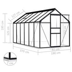 Vidaxl Rastlinjak z okvirjem antraciten aluminij 7,03 m2