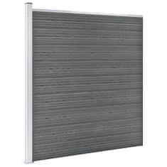 shumee WPC ograjni paneli 2 kvadratna + 1 poševni 446x186 cm sivi