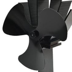 Greatstore Ventilator za kamin na toploto s 3 krili črn