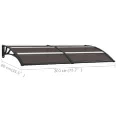 Greatstore Nadstrešek za vrata črn 200x80 cm PC