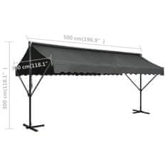 Vidaxl Prostostoječa tenda 500x300 cm antracitna