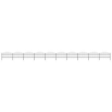 Vidaxl Vrtna ograja s suličastim vrhom jeklo 1755 x 125 cm črna