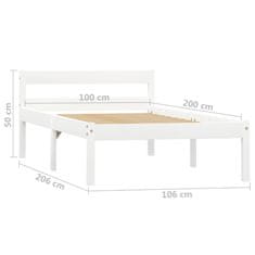 Vidaxl Posteljni okvir bel iz trdne borovine 100x200 cm