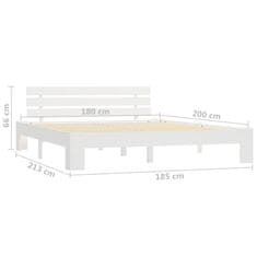 Vidaxl Posteljni okvir bel iz trdne borovine 180x200 cm