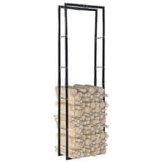 Vidaxl Stojalo za drva črno 60x25x200 cm jeklo