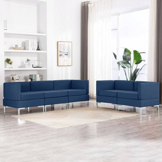 Greatstore Sedežna garnitura 5-delna iz blaga modra