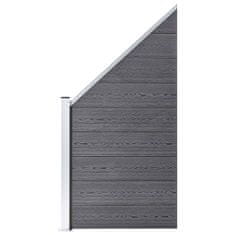 Greatstore WPC ograjni panel 1 kvadraten + 1 poševni 273x186 cm sivi