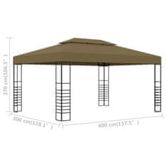 Vidaxl Paviljon 3x4 m taupe 180 g/m2