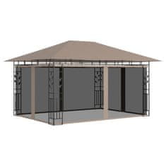 Vidaxl Paviljon z mrežo proti komarjem 4x3x2,73 m taupe 180 g/m2