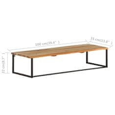Vidaxl Obešalnik z naravnimi robovi 100x35x22 cm trden akacijev les
