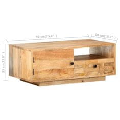 Vidaxl Klubska mizica 90x50x35 cm trden mangov les