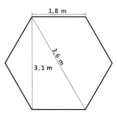 shumee Zložljiv šotor šestkoten kremno bel 3,6x3,1 m