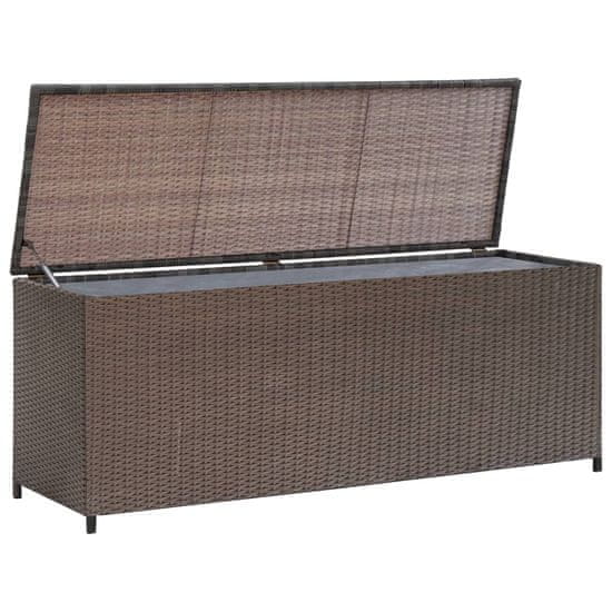 Vidaxl Vrtna skrinja za shranjevanje poli ratan 120x50x60 cm rjava