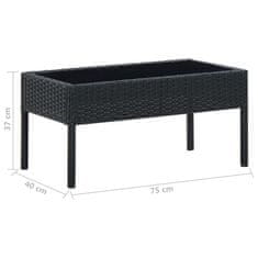 Greatstore Vrtna miza črna 75x40x37 cm poli ratan