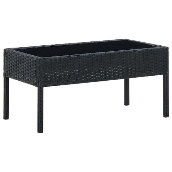 Vidaxl Vrtna miza črna 75x40x37 cm poli ratan