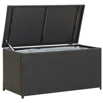 Vidaxl Vrtna škatla za shranjevanje poli ratan 100x50x50 cm črna