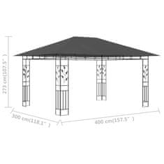 Vidaxl Paviljon z mrežo proti komarjem 4x3x2,73 m antraciten 180 g/m2