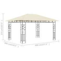 Vidaxl Paviljon z mrežo proti komarjem 4x3x2,73 m krem 180 g/m2