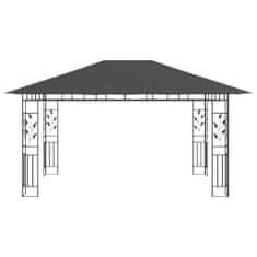 Vidaxl Paviljon s komarnikom in LED lučkami 4x3x2,73 m antraciten