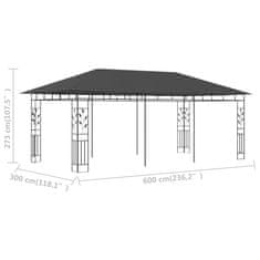 Vidaxl Paviljon z mrežo proti komarjem 6x3x2,73 m antraciten