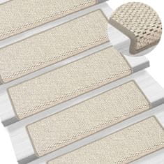 Vidaxl Samolepilne preproge za stopnice sisal 15 kosov 65x25 cm bež