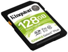 Kingston SDXC Canvas Select Plus pomnilniška kartica, 128 GB 100/85 MB/s (r/w), C10, UHS-I, U1, V10 - odprta embalaža