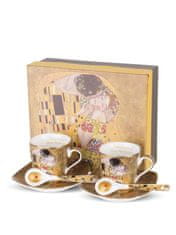 ZAKLADNICA DOBRIH I. Komplet za espresso iz porcelana z dekorjem Gustava Klimta in motivom Poljub
