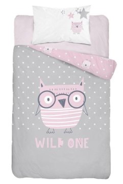 Detexpol Posteljnina za otroško posteljico Modra sova roza Bombaž, 100/135, 40/60 cm