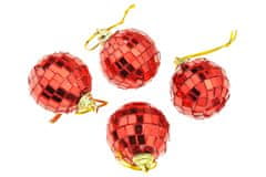 Zaparevrov Božične kroglice (4 cm), disko kroglice, rdeče, komplet 4