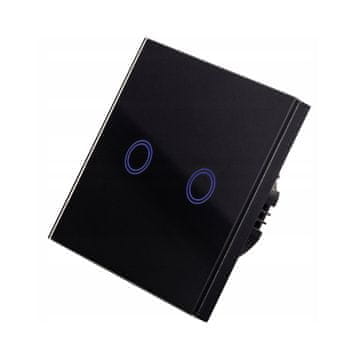 SMART HOUSE Stekleno stikalo na dotik dvojno črno LED