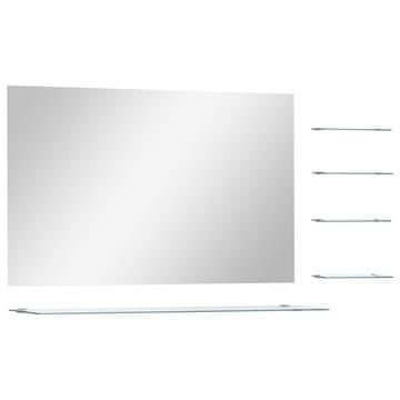 Vidaxl Stensko ogledalo s 5 policami srebrno 100x60 cm