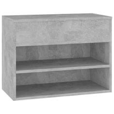 Vidaxl Klop za čevlje betonsko siva 60x30x45 cm iverna plošča