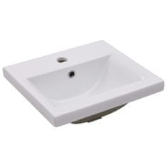 Vidaxl Omarica z umivalnikom visok sijaj bela iverna plošča