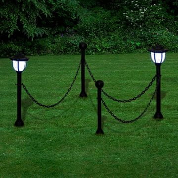 Vidaxl Ograja iz verig z dvema LED solarnima lučkama in dvema stebroma