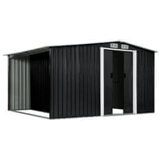 Vidaxl Vrtna lopa z drsnimi vrati antracitna 329,5x205x178 cm jeklo