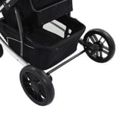 Vidaxl Otroški voziček 2 v 1 roza in črn aluminij