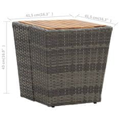 Vidaxl Čajna mizica siva 41,5x41,5x43 cm poli ratan in akacijev les