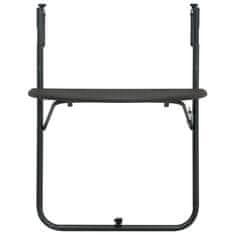 Vidaxl Viseča balkonska mizica rjava 60x64x83,5 cm plastika ratan